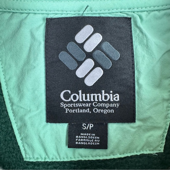 Columbia Back Bowl Full Zip Fleece Men’s Size Small Dark Green Cream Jacket - Picture 4 of 7